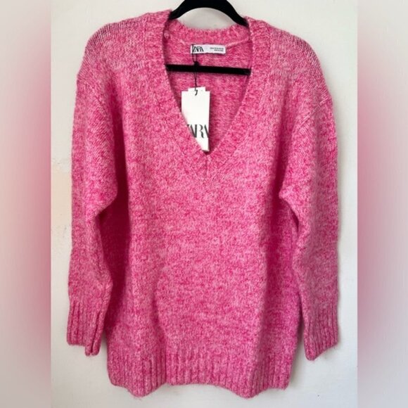 Zara, Women’s V-Neck Knit Sweater - Pink. Size: M - Picture 3 of 12